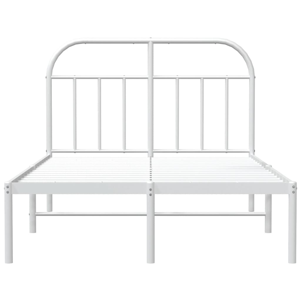 vidaXL Metal Bed Frame without Mattress with Headboard White 120x200 cm