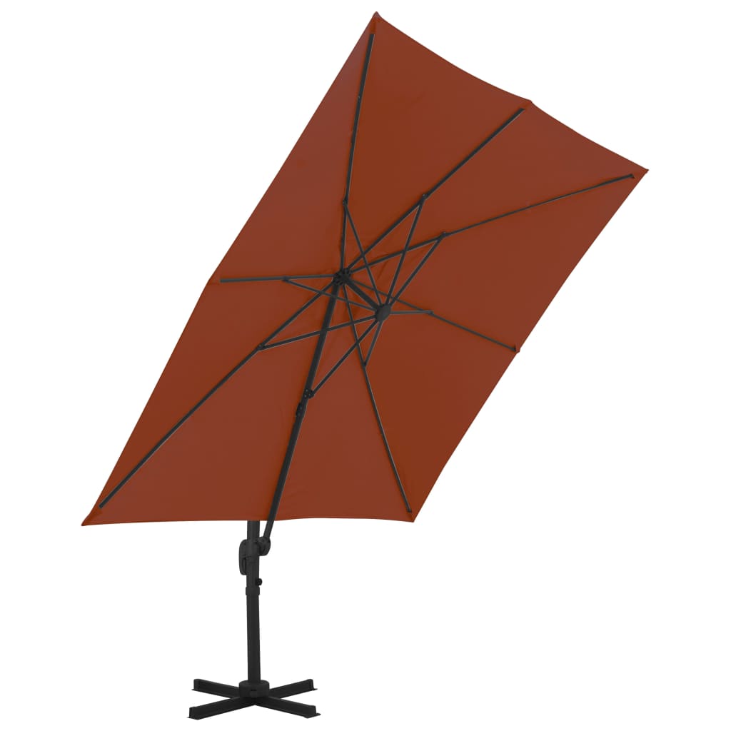 vidaXL Cantilever Garden Parasol with Aluminium Pole Terracotta 300x300 cm