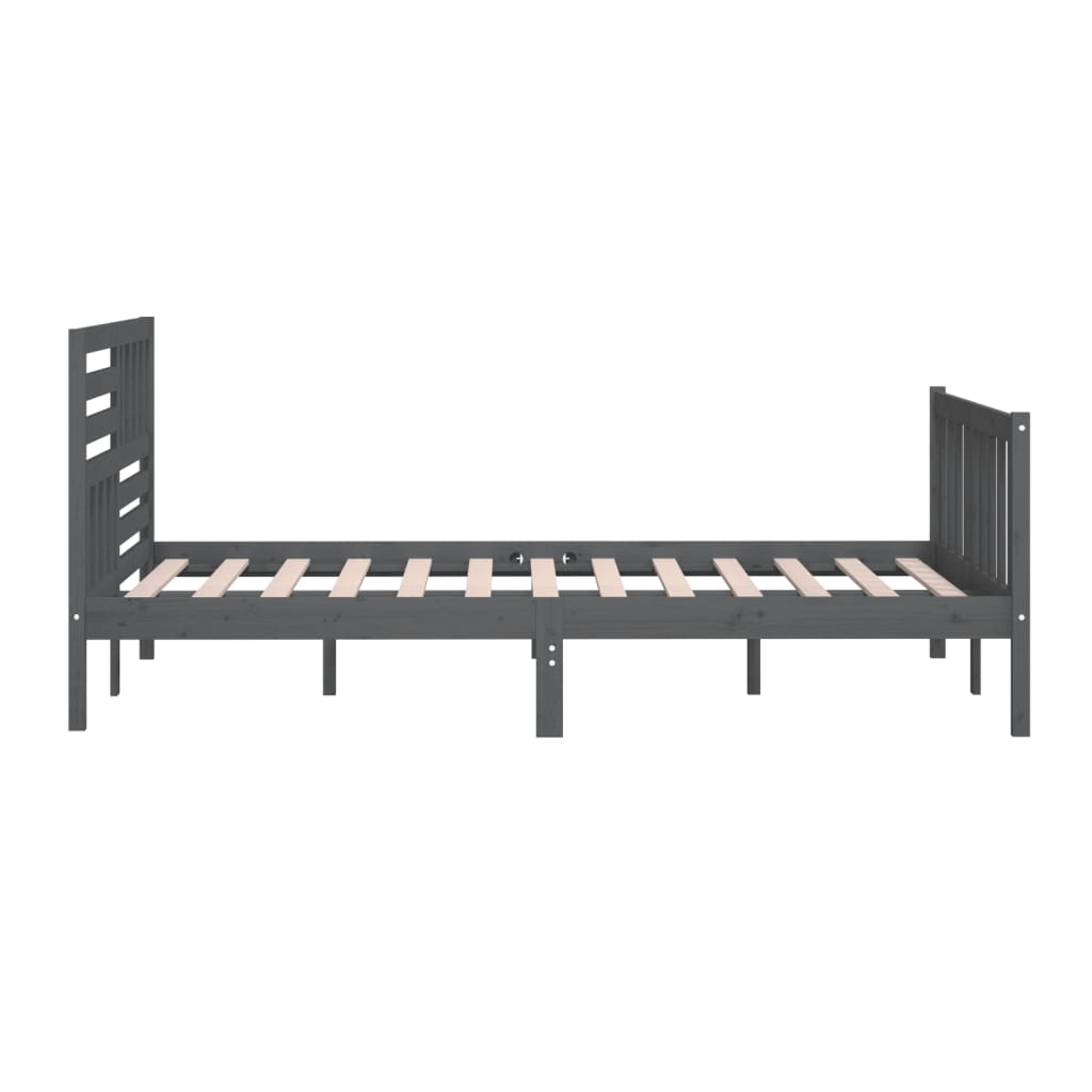 vidaXL Bed Frame without Mattress Grey King Size Solid Wood