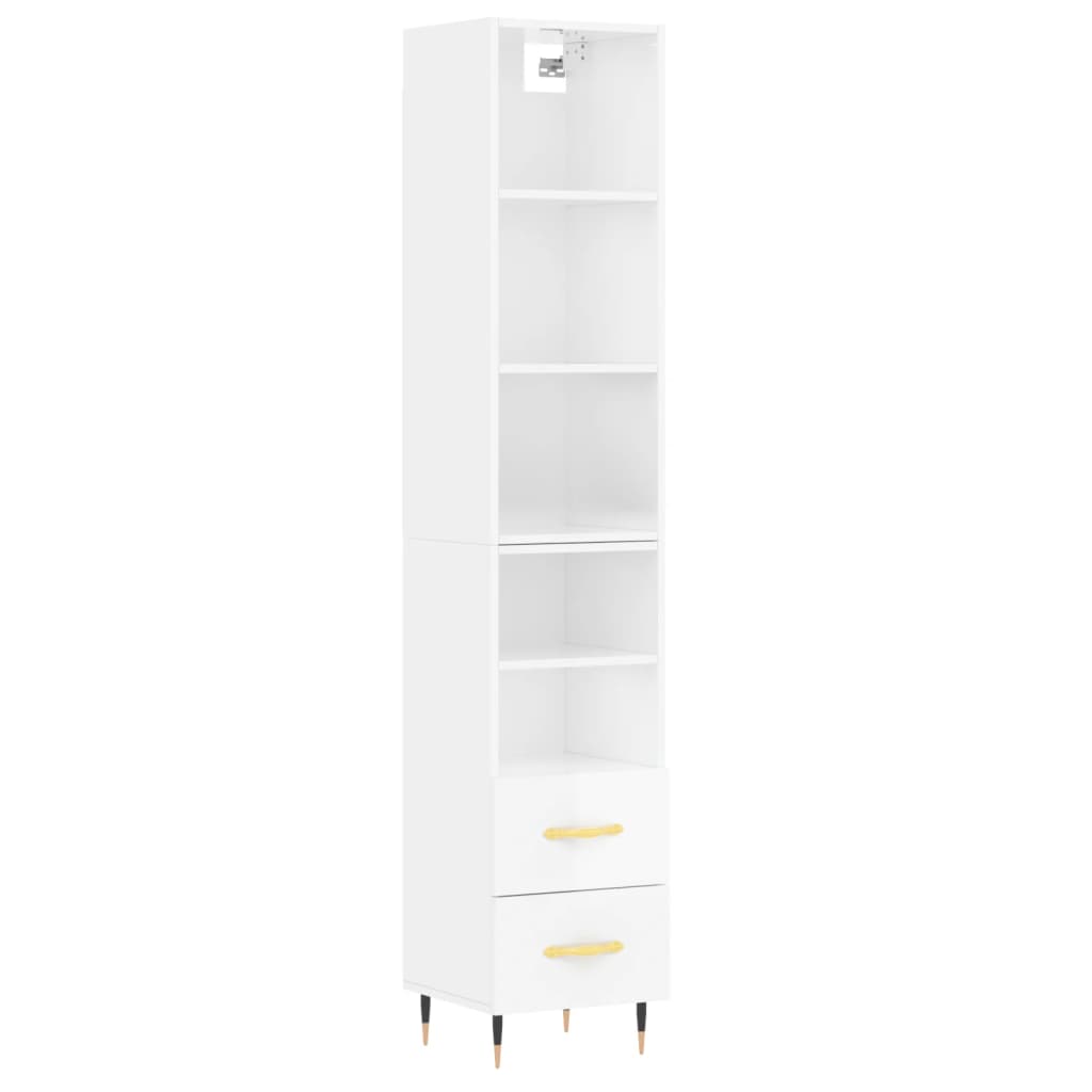 vidaXL Highboard High Gloss White 34.5x34x180 cm Engineered Wood