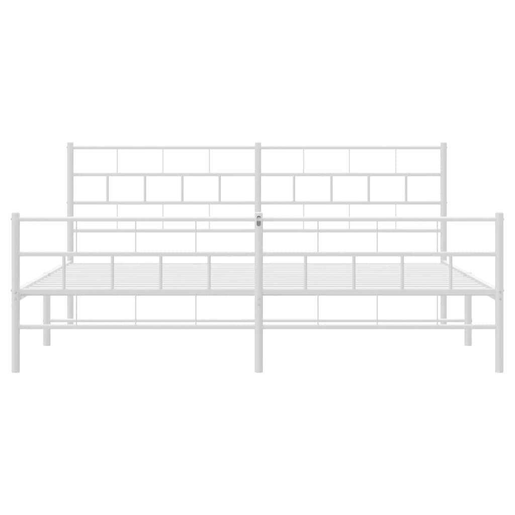 vidaXL Metal Bed Frame without Mattress with Footboard White 193x203 cm