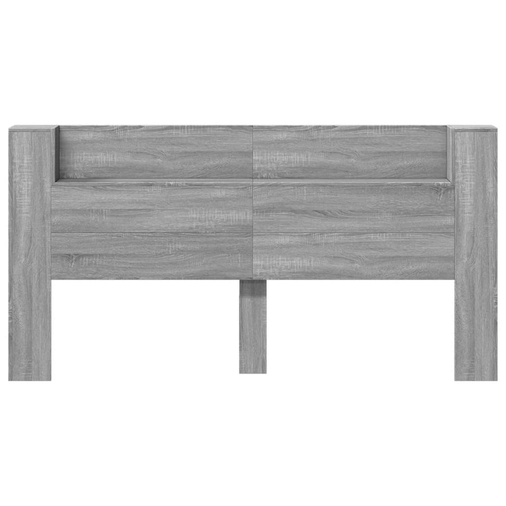 vidaXL Headboard Cabinet with LED Grey Sonoma 200x16.5x103.5 cm