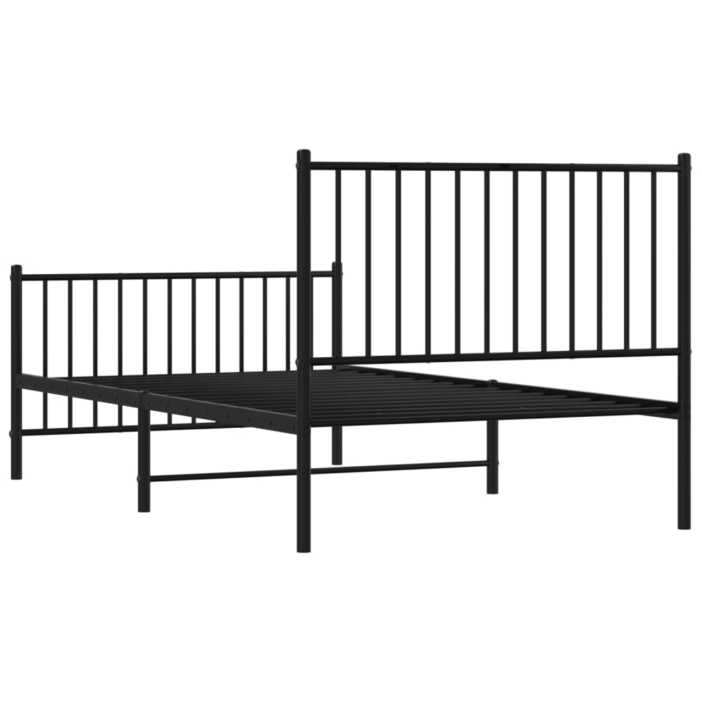 vidaXL Metal Bed Frame without Mattress with Footboard Black 100x190 cm