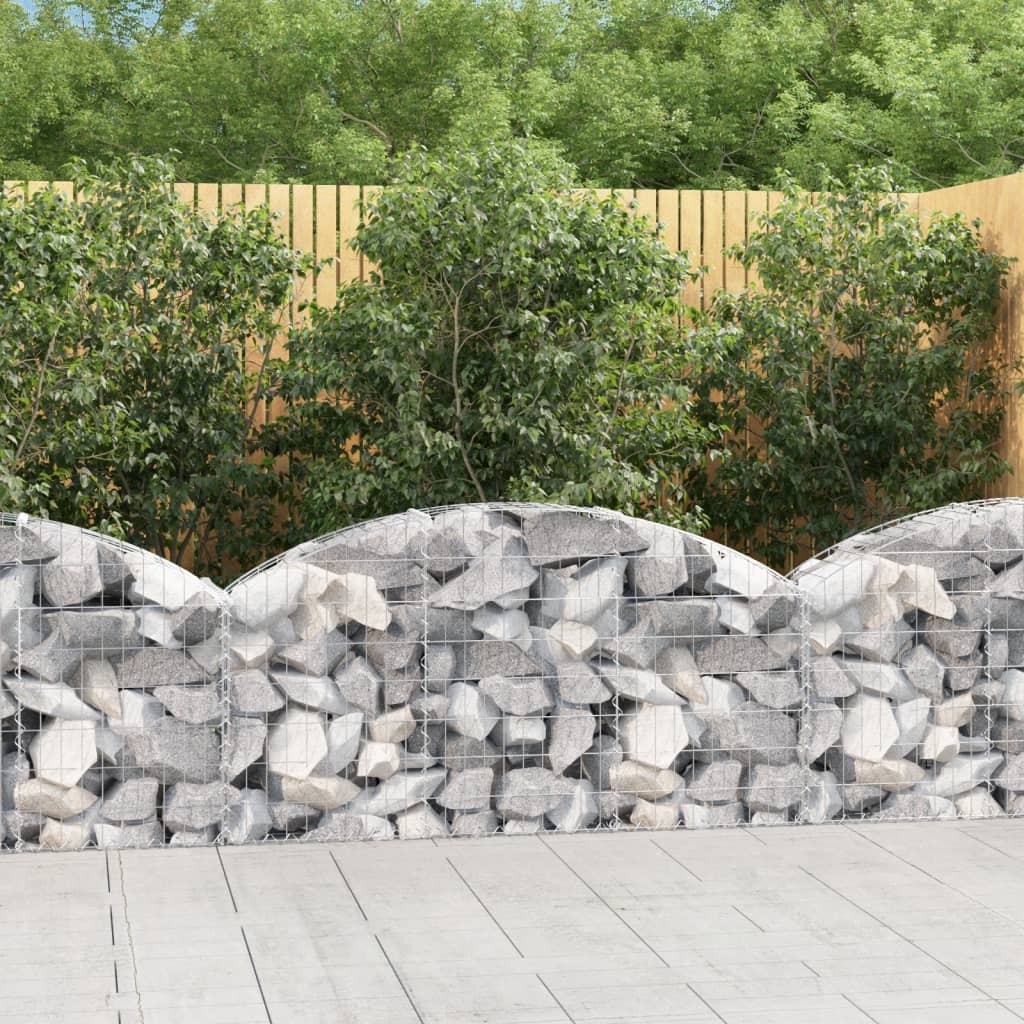 vidaXL Arched Gabion Basket 150x30x60/80 cm Galvanised Iron