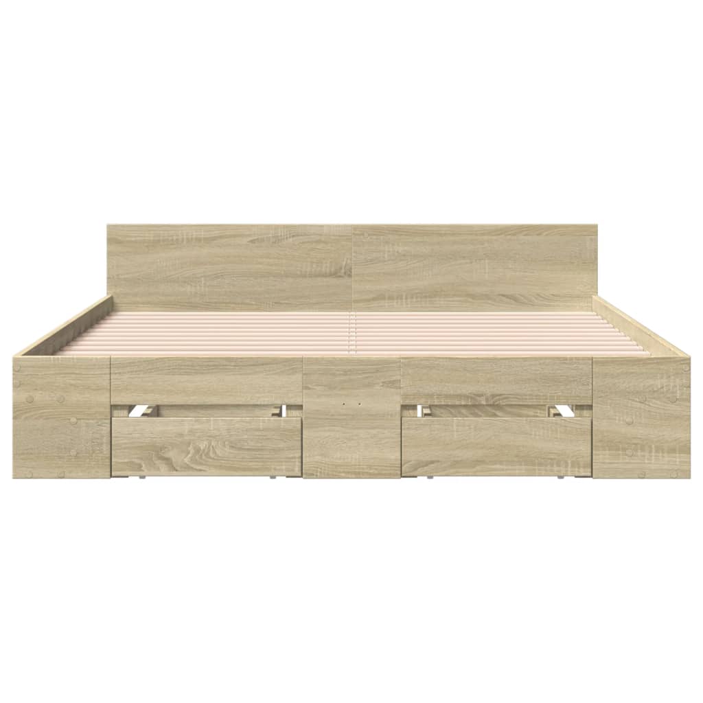 vidaXL Bed Frame with Drawers without Mattress Sonoma Oak 135x190 cm Double