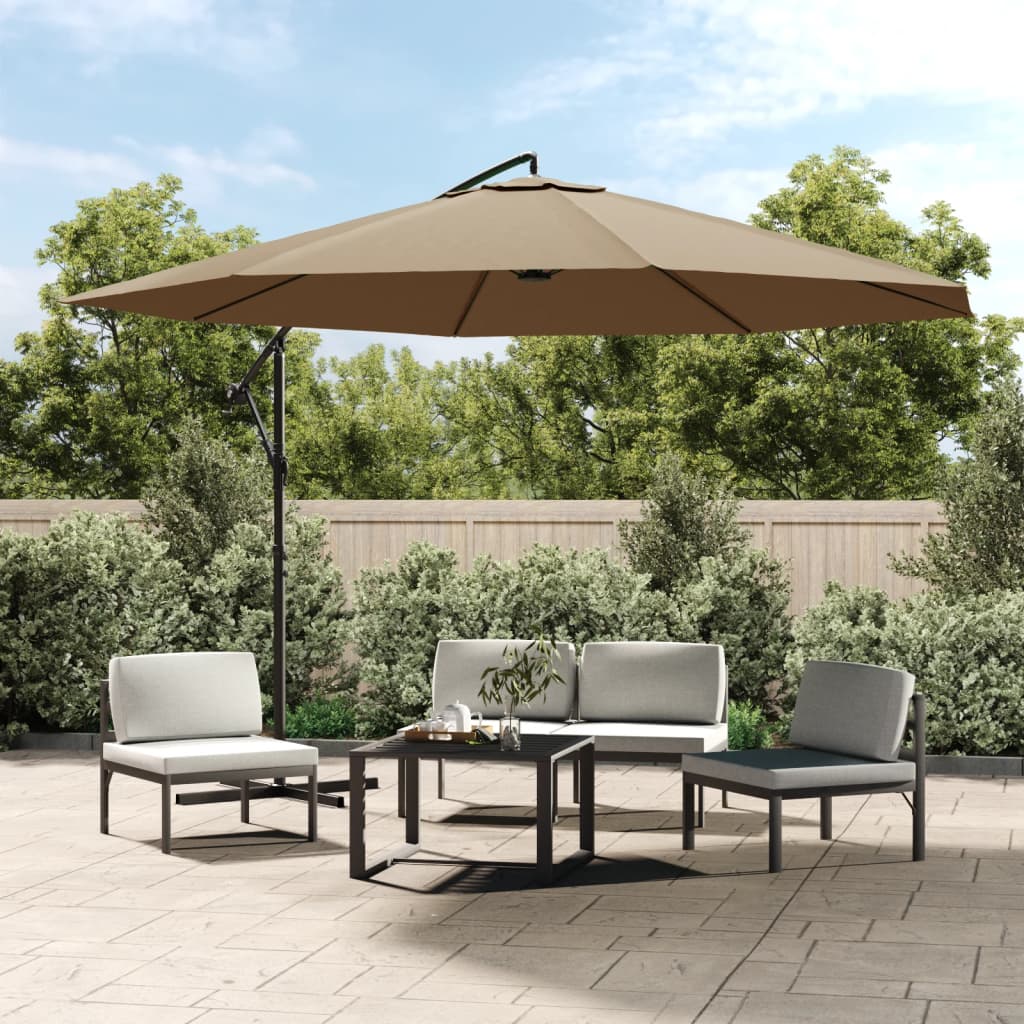 vidaXL Cantilever Garden Parasol with Aluminium Pole 350 cm Taupe