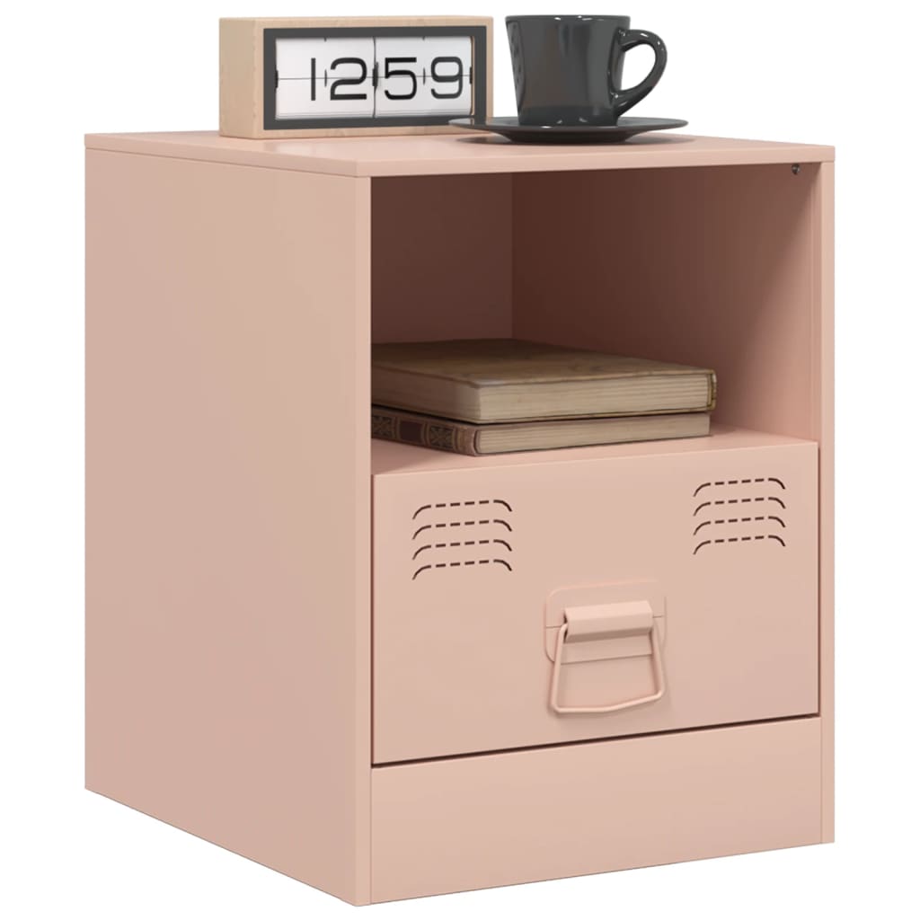 vidaXL Bedside Cabinet Pink 34.5x39x44 cm Steel