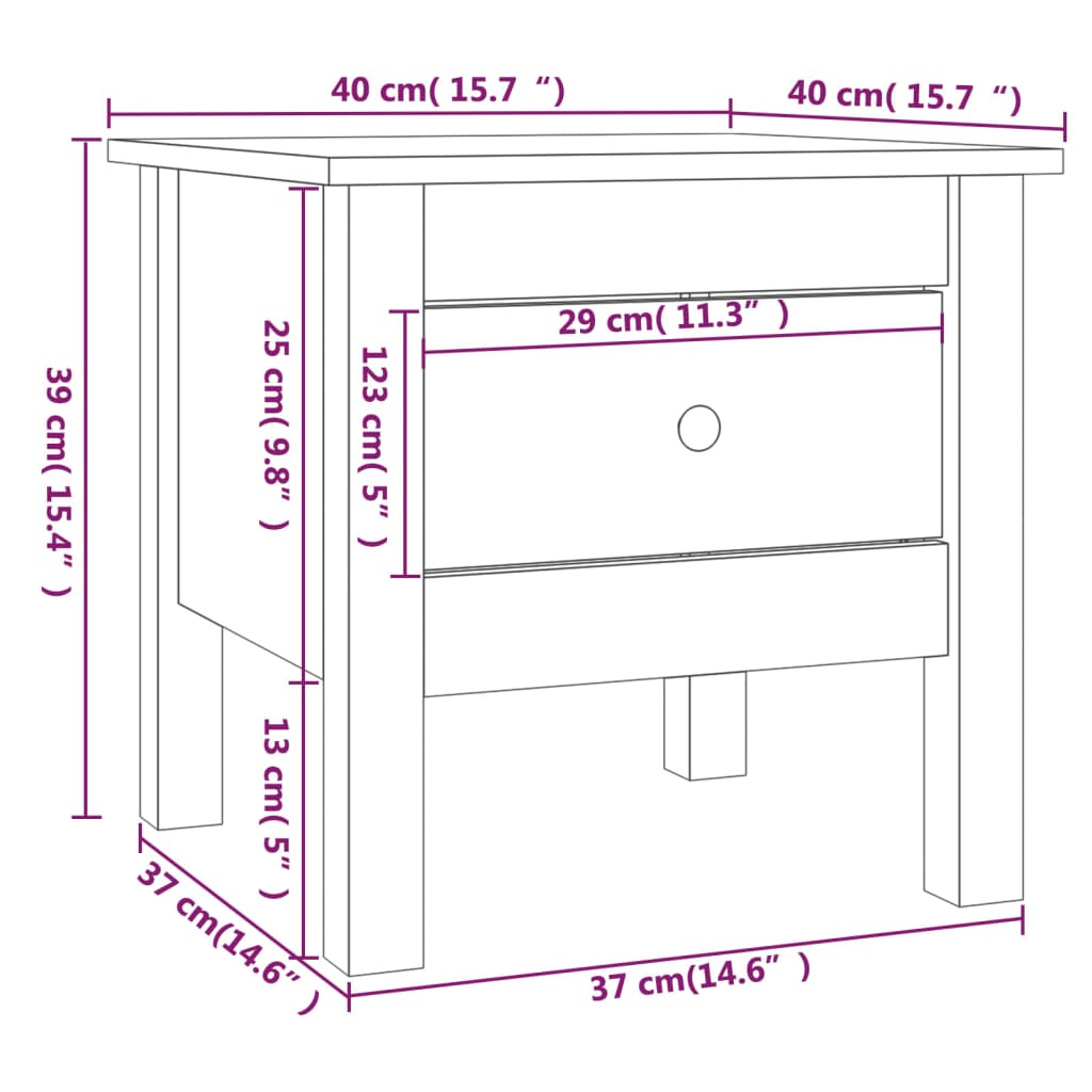 vidaXL Side Table 40x40x39 cm Solid Wood Pine