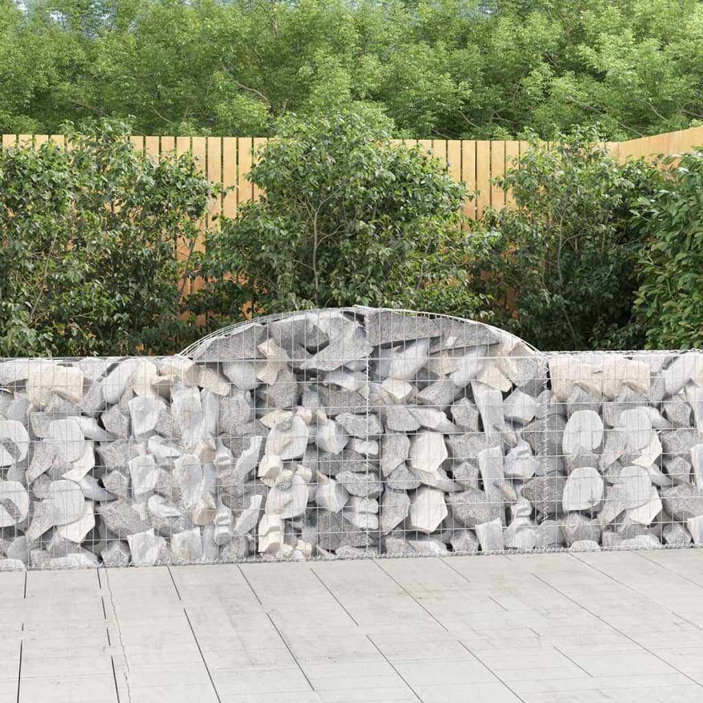 vidaXL Arched Gabion Baskets 7 pcs 300x30x80/100 cm Galvanised Iron