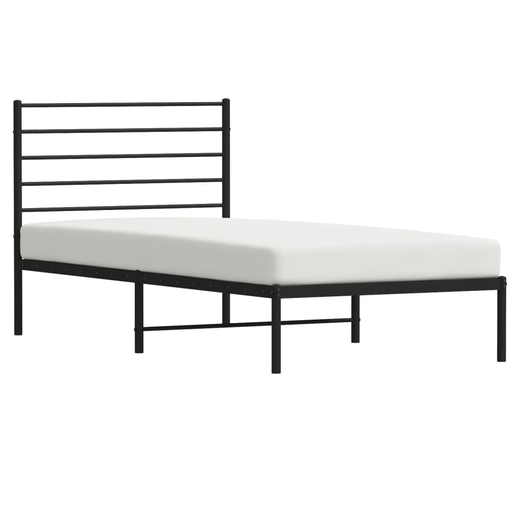 vidaXL Metal Bed Frame without Mattress with Headboard Black 107x203 cm