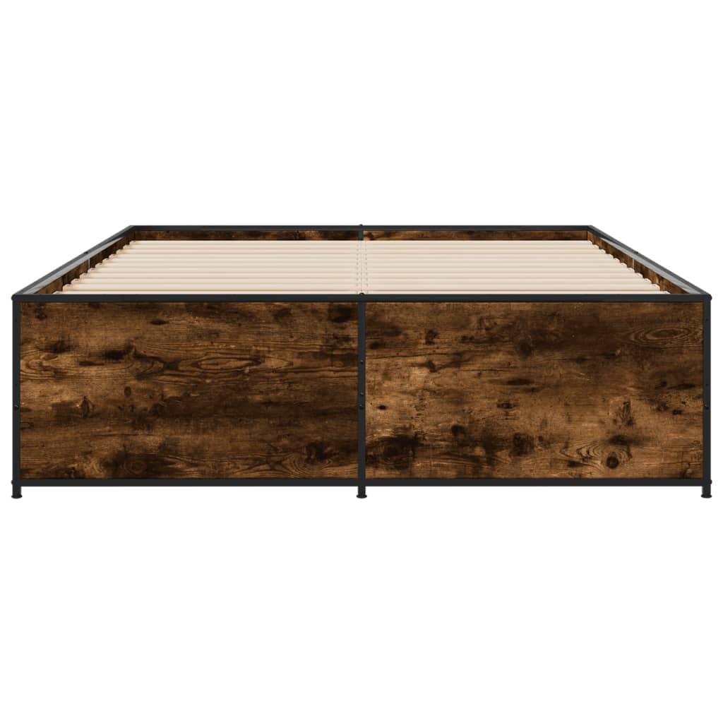 vidaXL Bed Frame without Mattress Smoked Oak 140x190 cm