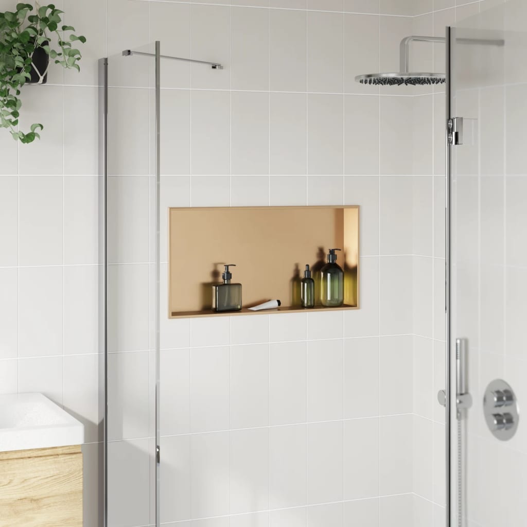 vidaXL Shower Niche Brushed Gold 62x32x9 cm Stainless Steel