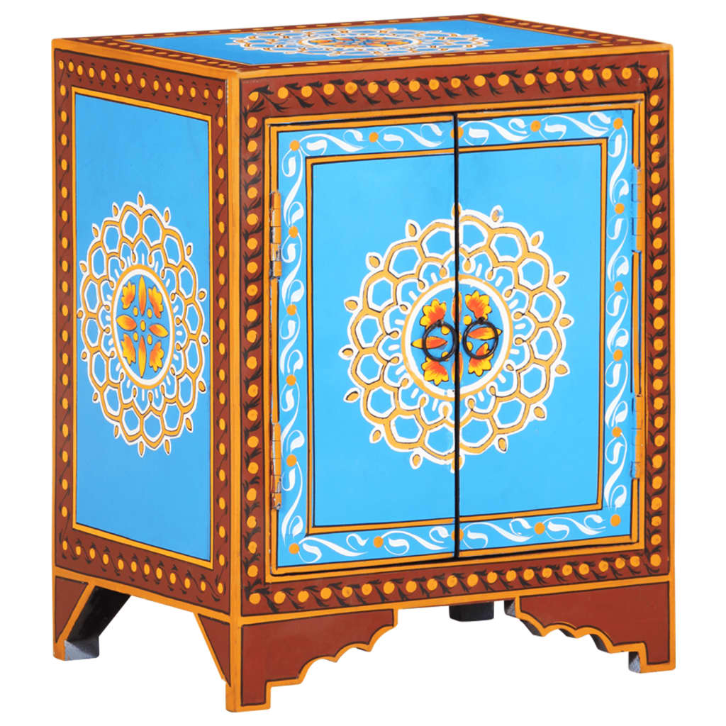 vidaXL Hand Painted Bedside Cabinet 40x30x50 cm Solid Mango Wood