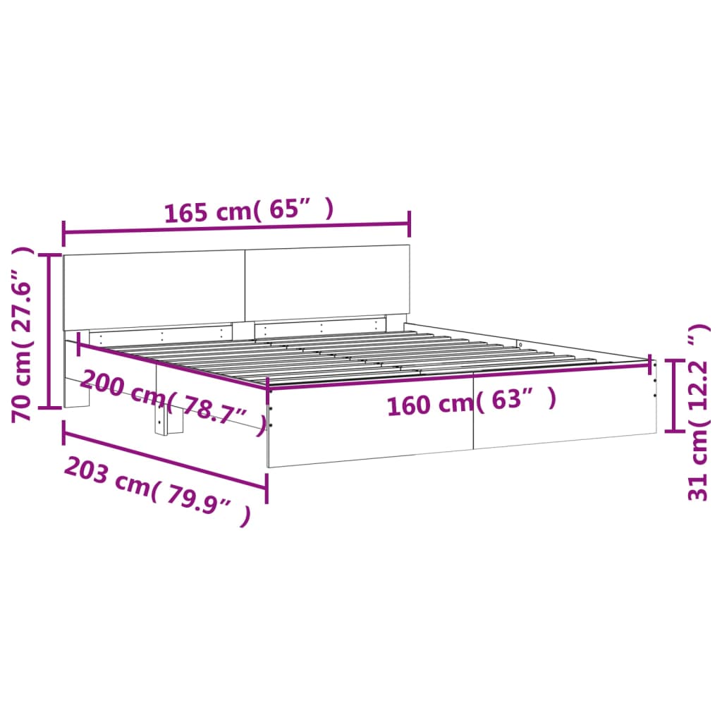 vidaXL Bed Frame without Mattress White 160x200 cm