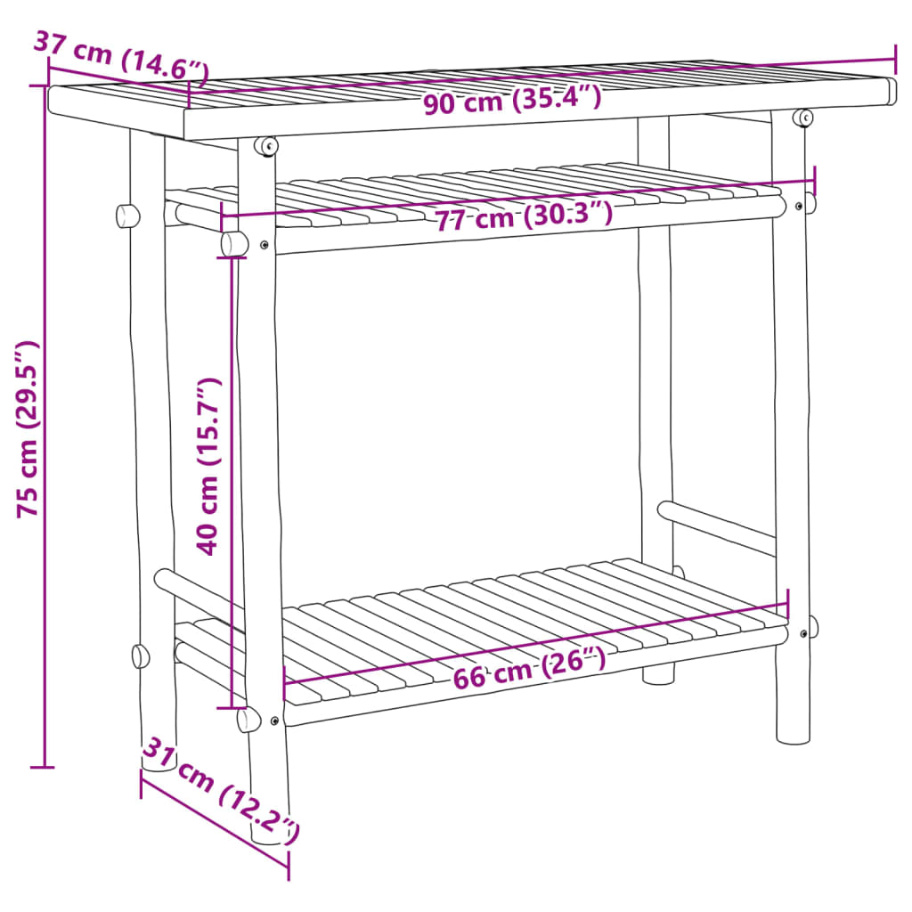 vidaXL Console Table 90x37x75 cm Bamboo