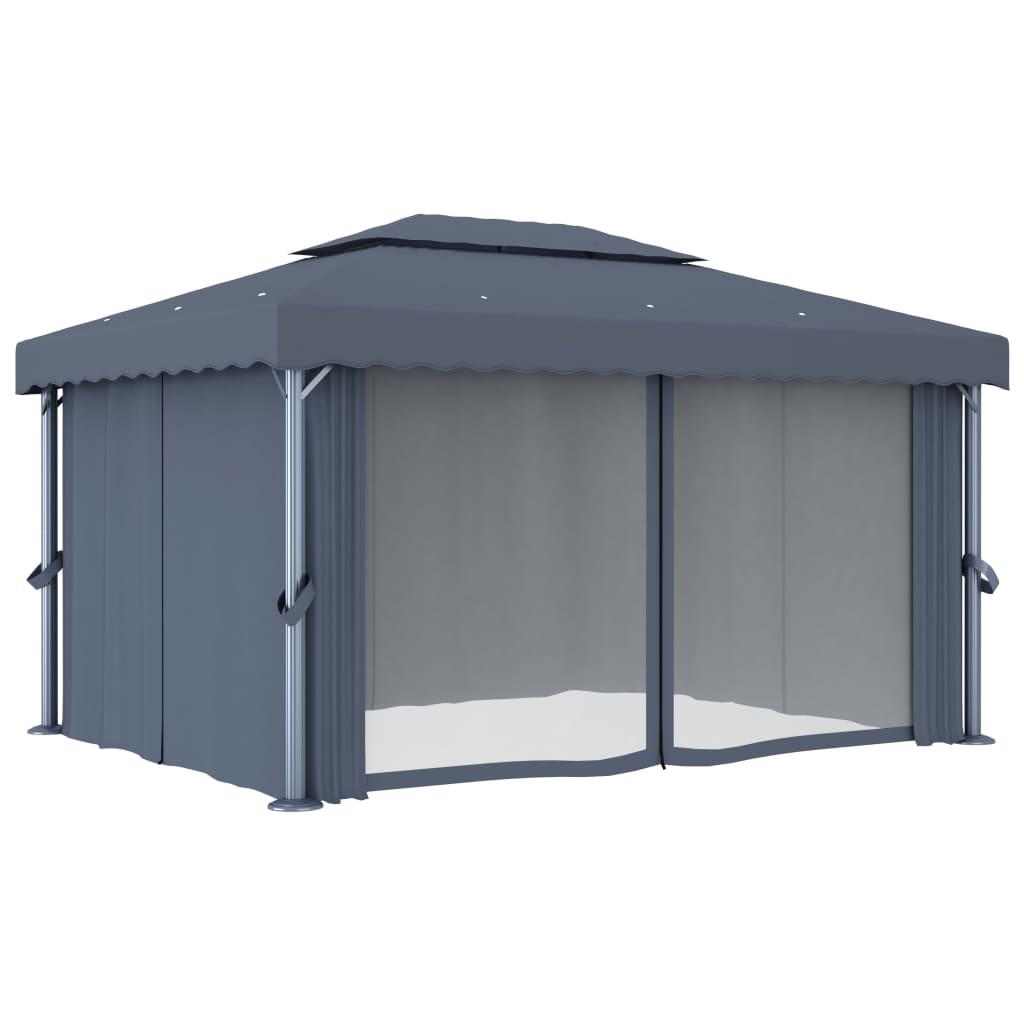 vidaXL Gazebo with Curtain 4x3 m Anthracite Aluminium