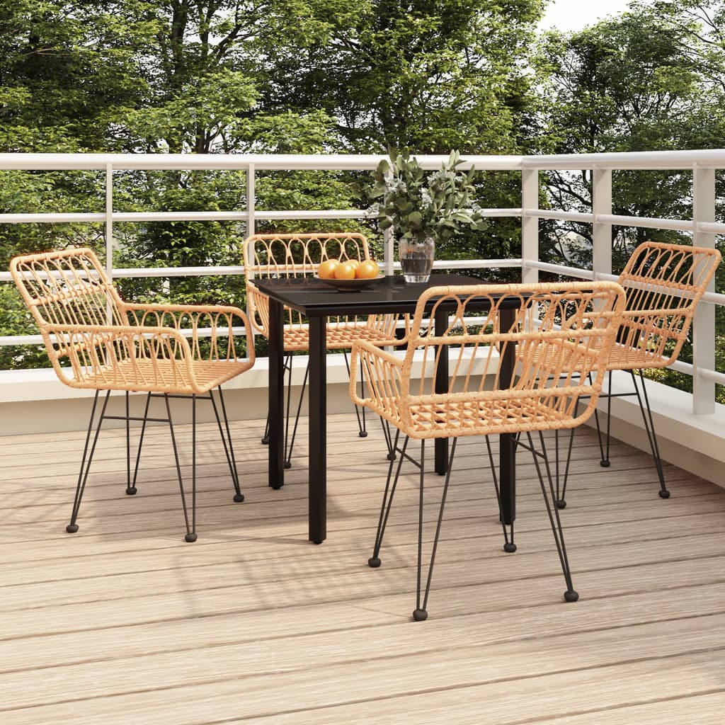 vidaXL 5 Piece Garden Dining Set Poly Rattan