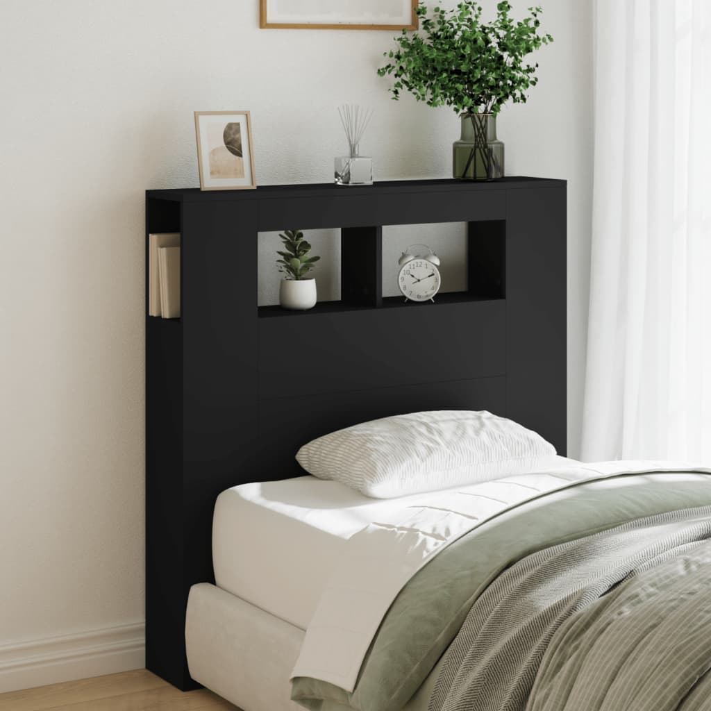 vidaXL LED Headboard Black 100x18.5x103.5 cm Engineered Wood