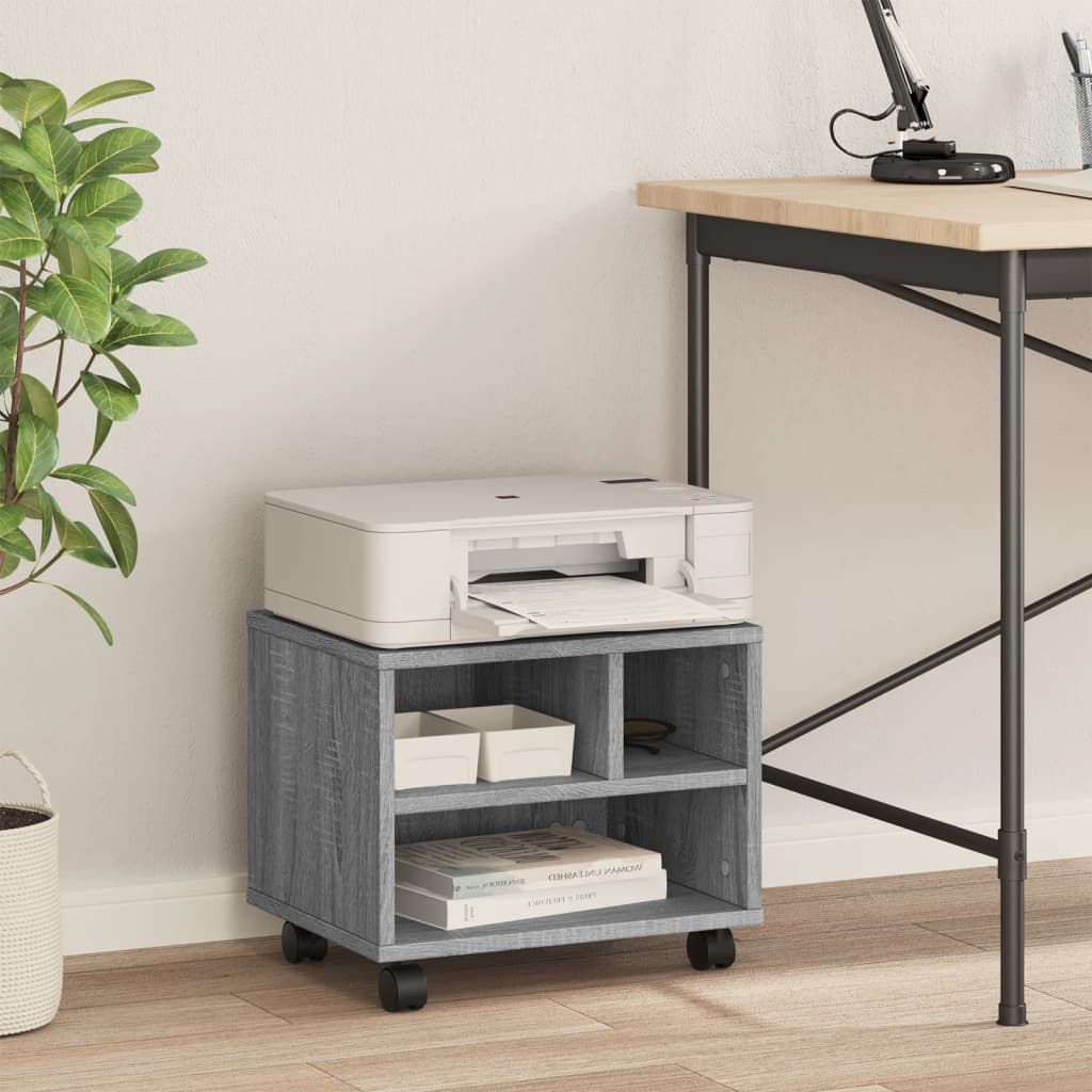 vidaXL Printer Stand with Wheels Grey Sonoma 41x32x34,5 cm