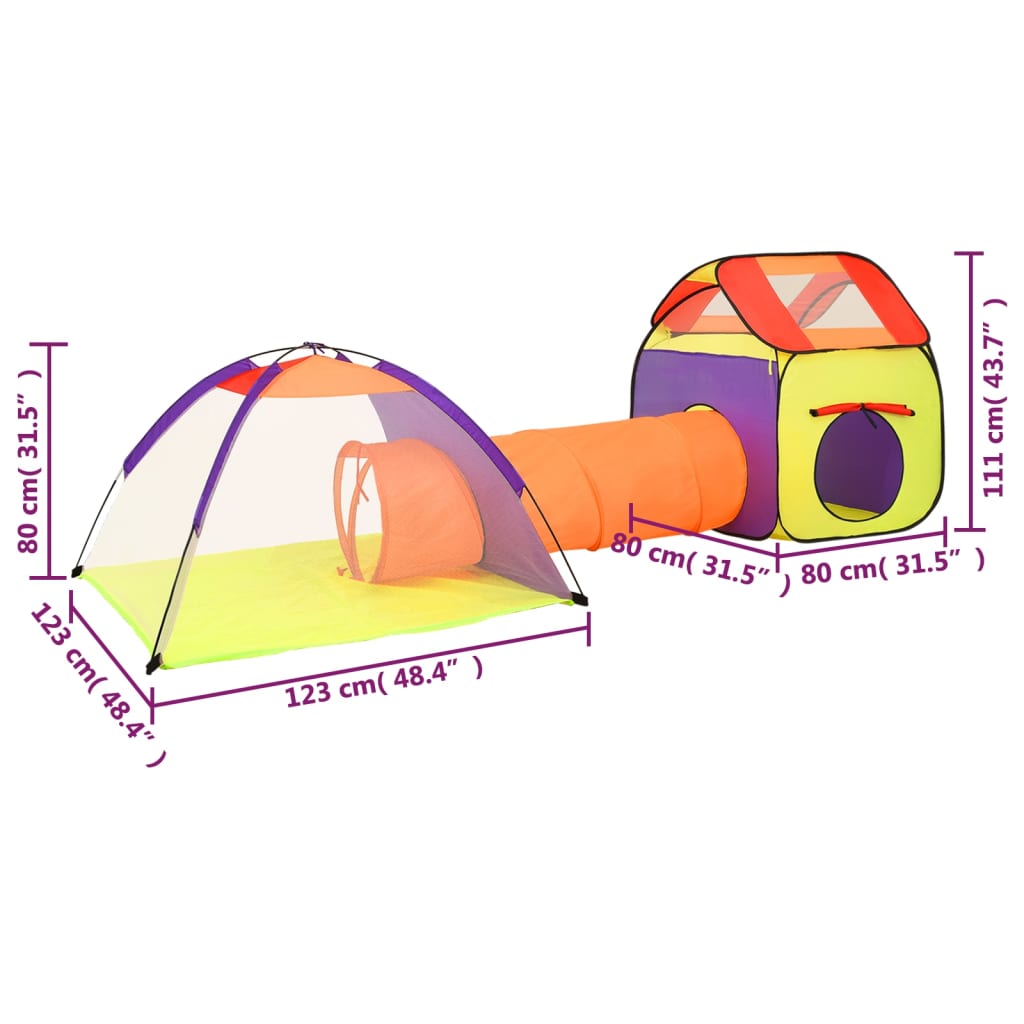 vidaXL Children Play Tent with 250 Balls Multicolour 338x123x111 cm