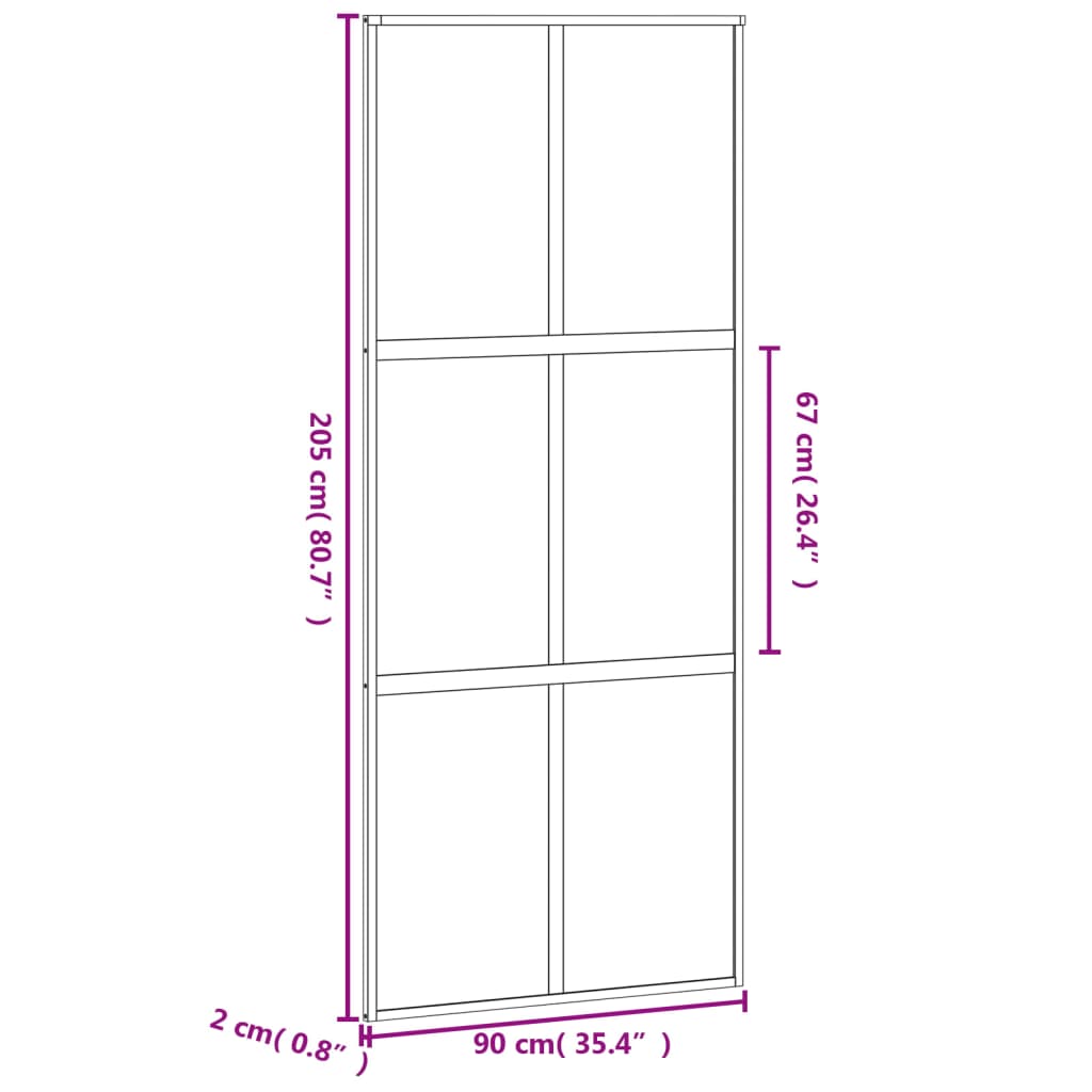 vidaXL Sliding Door Black 90x205 cm Tempered Glass and Aluminium