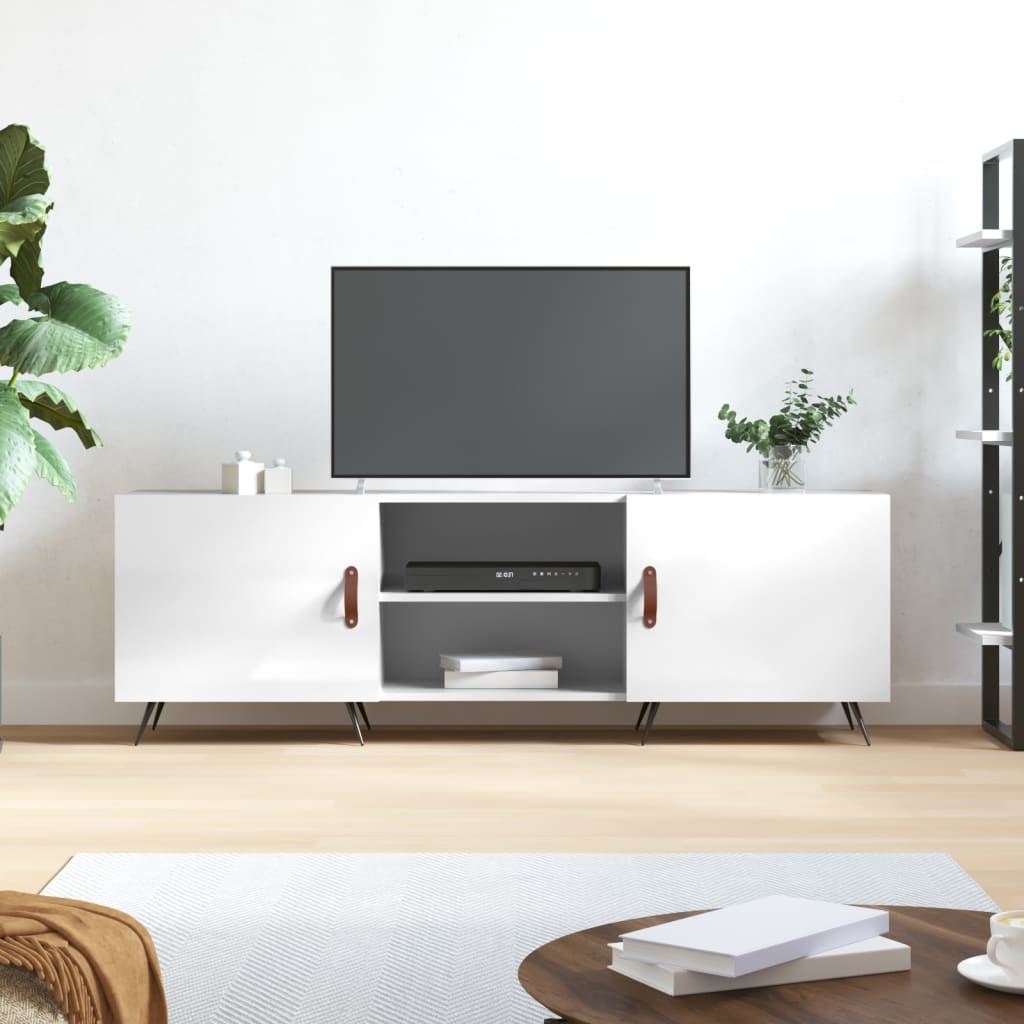 vidaXL TV Cabinet High Gloss White 150x30x50 cm Engineered Wood