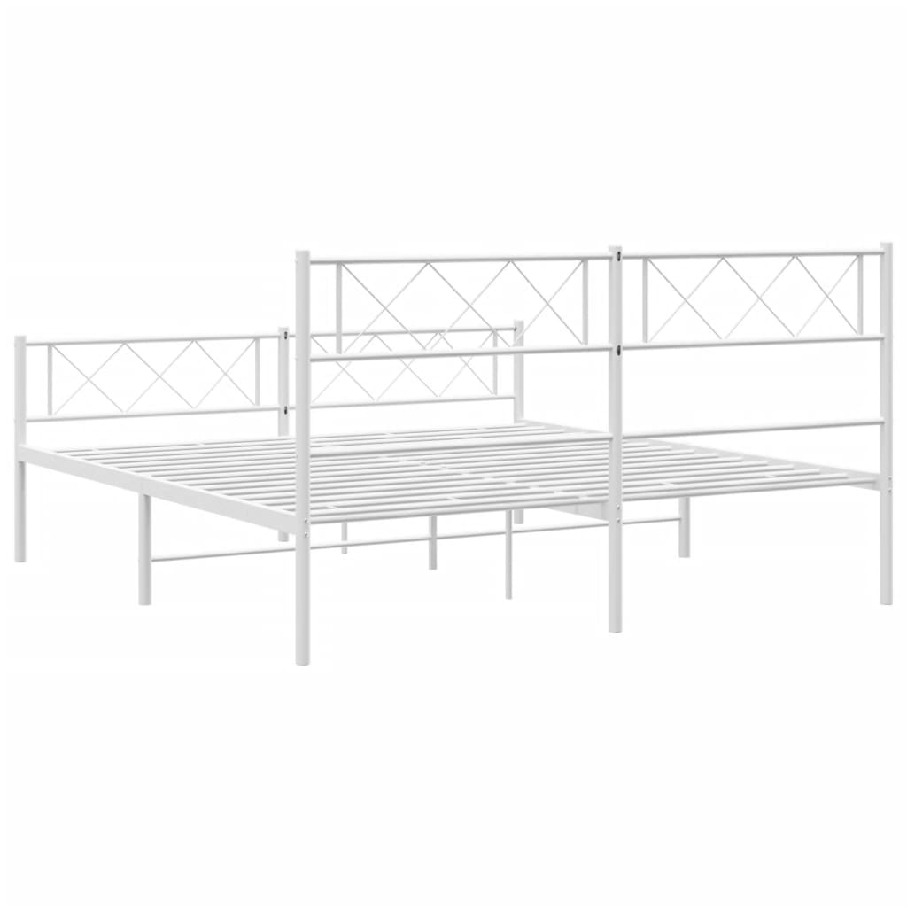 vidaXL Metal Bed Frame without Mattress with Footboard White 140x200 cm