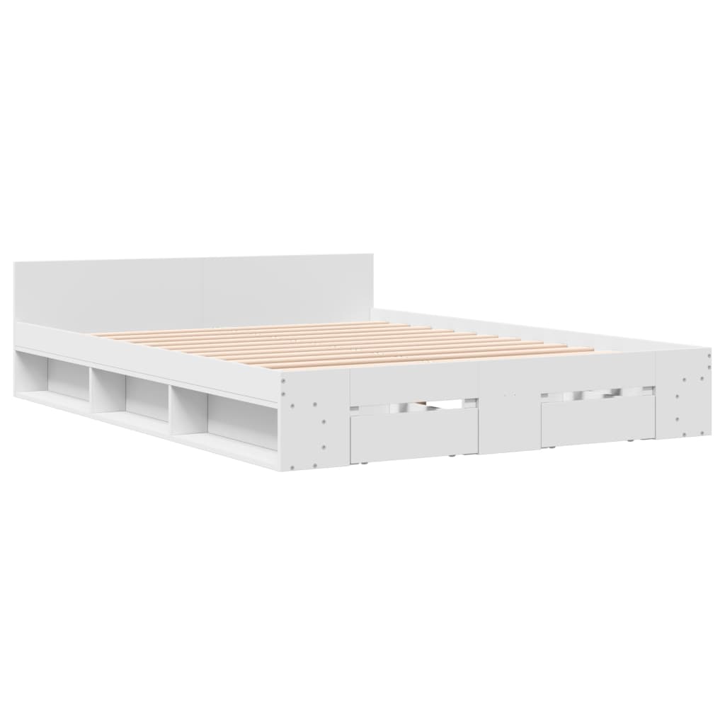 vidaXL Bed Frame with Drawers without Mattress White 160x200 cm