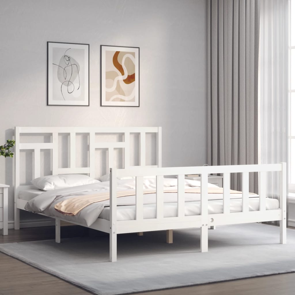 vidaXL Bed Frame without Mattress White 160x200 cm Solid Wood Pine