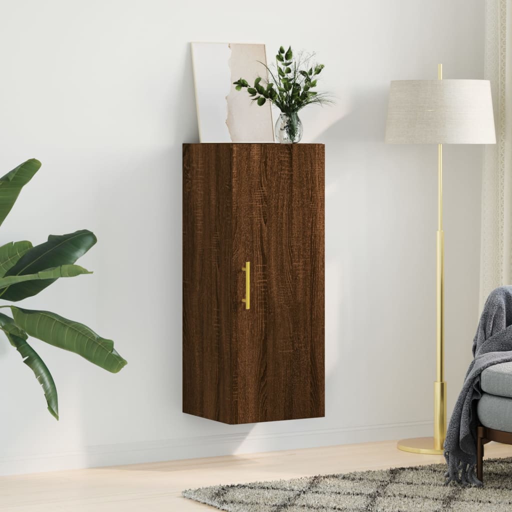 vidaXL Wall Mounted Cabinet Brown Oak 34.5x34x90 cm