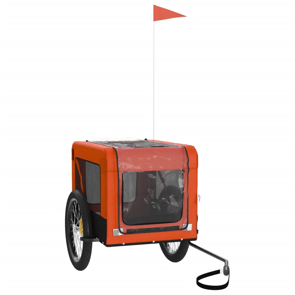 vidaXL Pet Bike Trailer Orange and Black Oxford Fabric&Iron