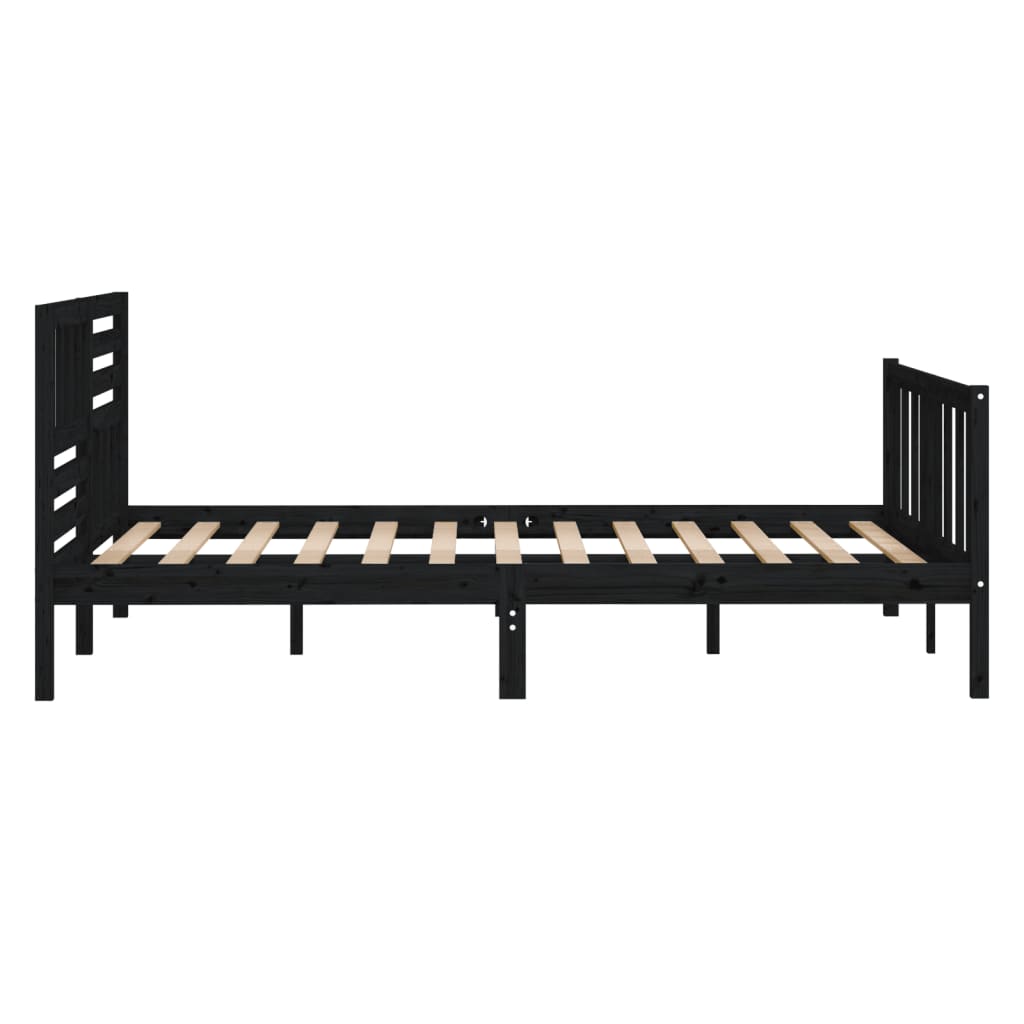 vidaXL Bed Frame without Mattress Black Solid Wood 140x190 cm (810066+814148)