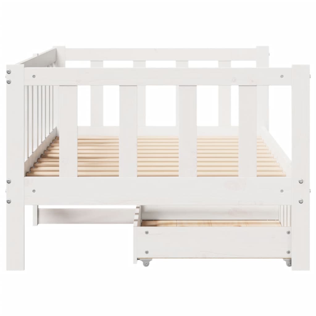 vidaXL Daybed with Drawers without Mattress White 90x190 cm Single Solid Wood