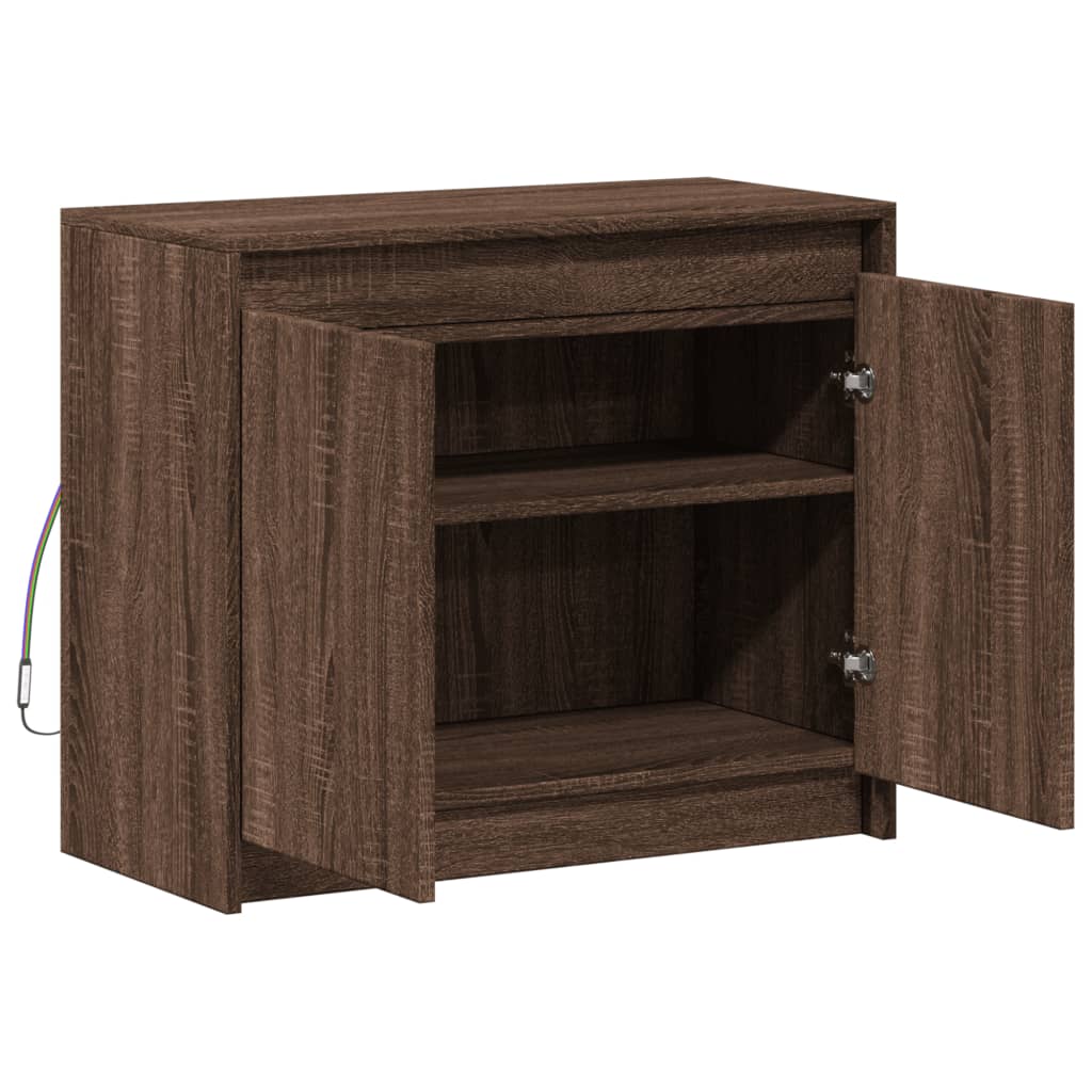 vidaXL Sideboard with LED Brown Oak 72x34x61 cm Engineered Wood