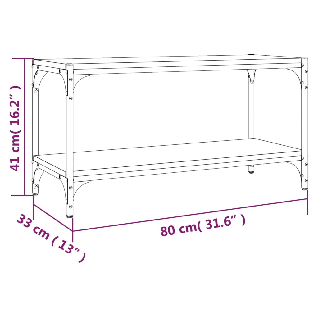 vidaXL TV Cabinet Sonoma Oak 80x33x41 cm Engineered Wood and Steel