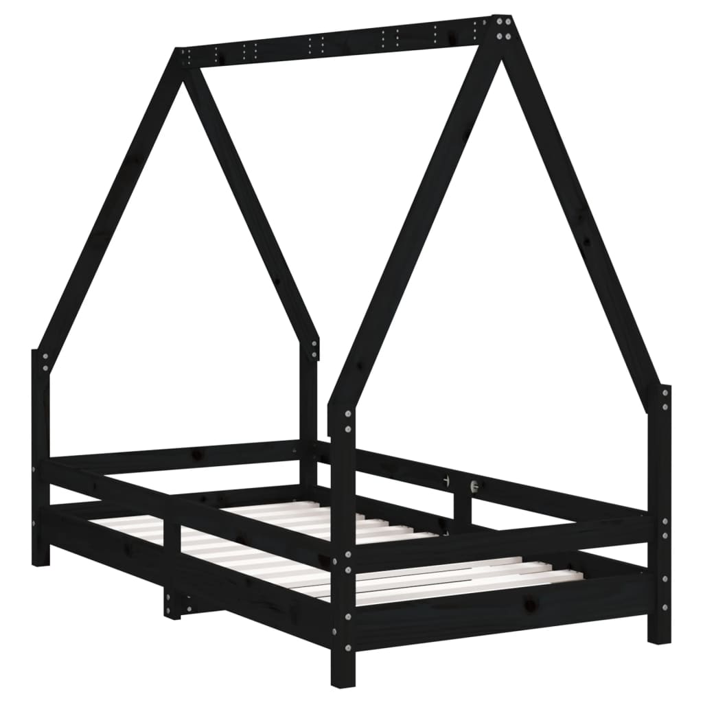 vidaXL Kids Bed Frame Black 80x160 cm Solid Wood Pine