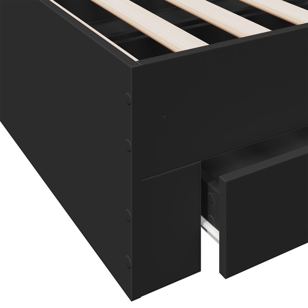 vidaXL Bed Frame with Drawers without Mattress Black 135x190 cm Double