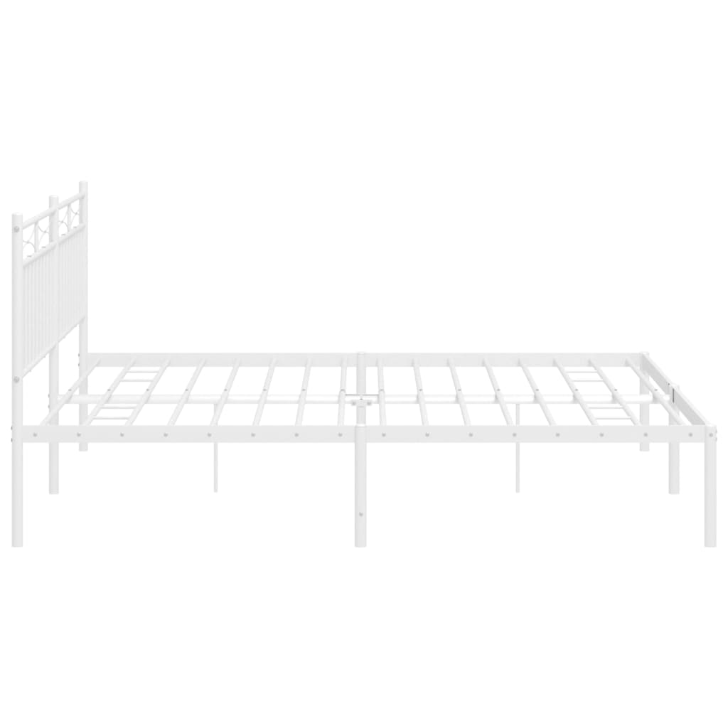 vidaXL Metal Bed Frame without Mattress with Headboard White 183x213 cm