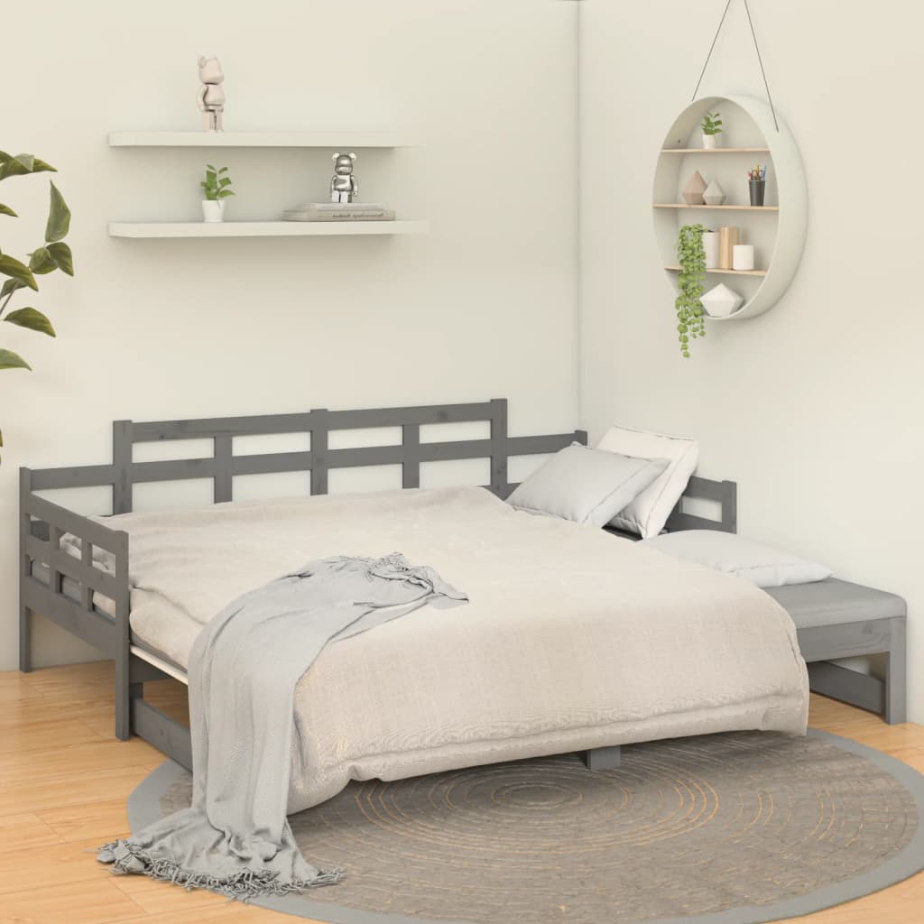 vidaXL Pull-out Day Bed without Mattress Grey 2x(90x200) cm