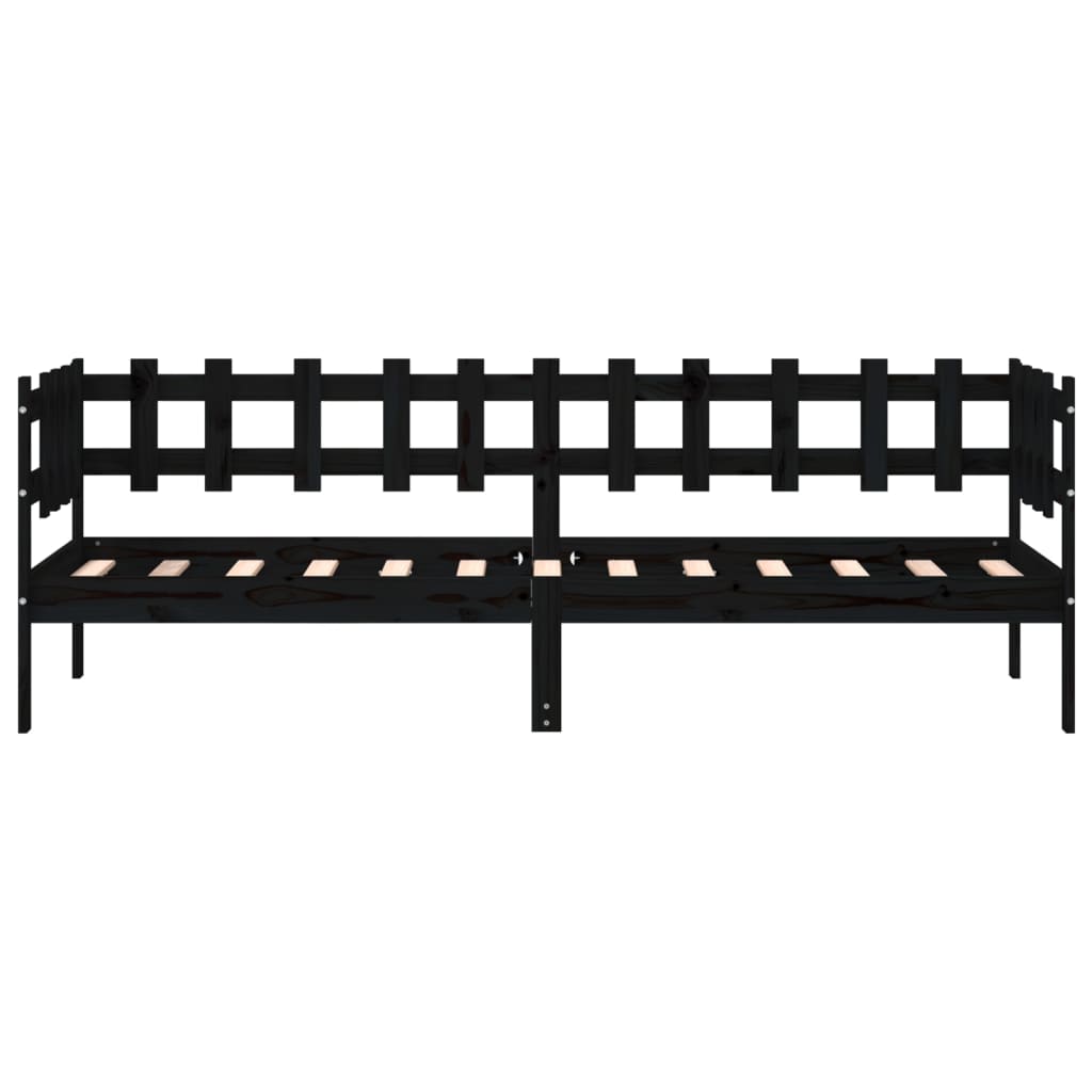 vidaXL Day Bed without Mattress Black 80x200 cm Solid Wood Pine