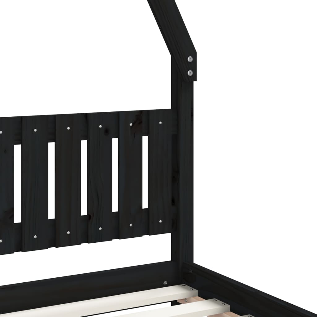 vidaXL Kids Bed Frame Black 90x200 cm Solid Wood Pine