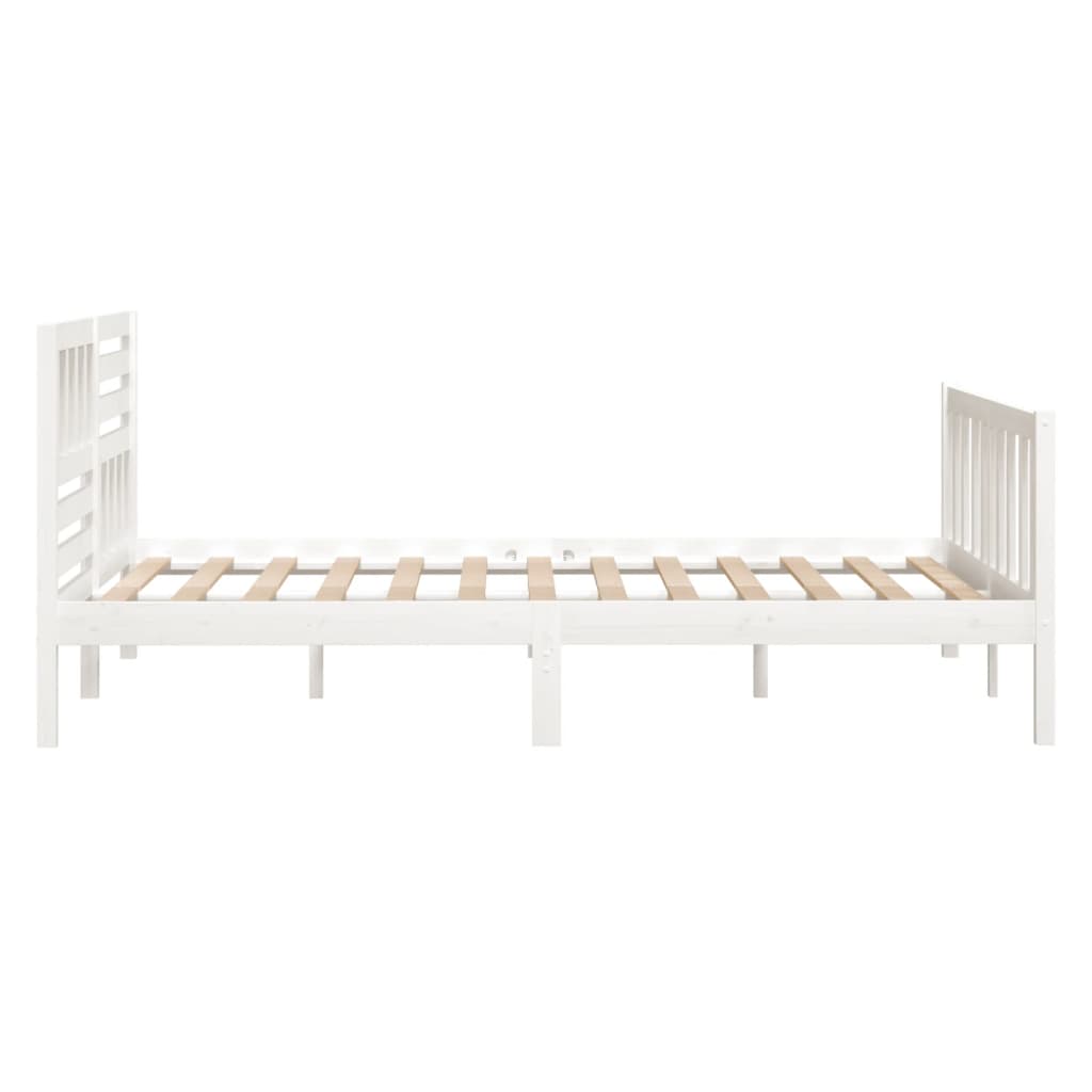 vidaXL Bed Frame without Mattress White Solid Wood 140x190 cm (810063+814145)