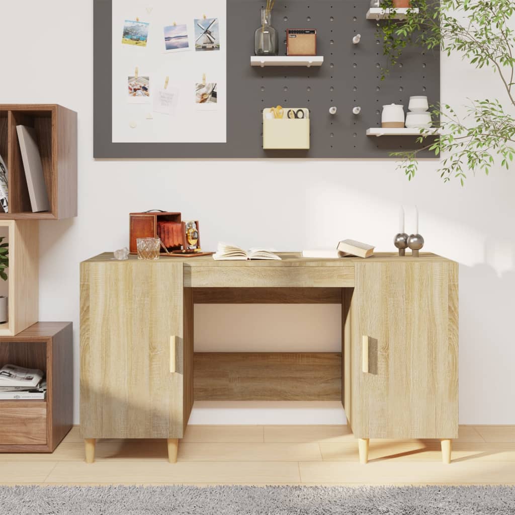 vidaXL Desk Sonoma Oak 140x50x75 cm Engineered Wood