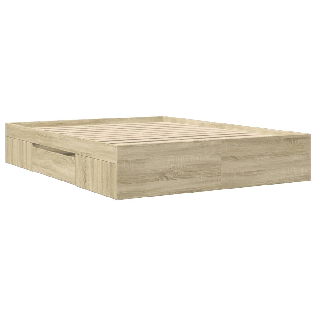 vidaXL Bed Frame without Mattress Sonoma Oak 150x200 cm King Size Engineered Wood