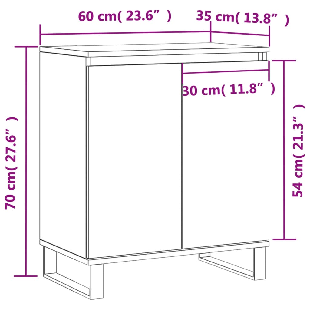 vidaXL Sideboard Concrete Grey 60x35x70 cm Engineered Wood