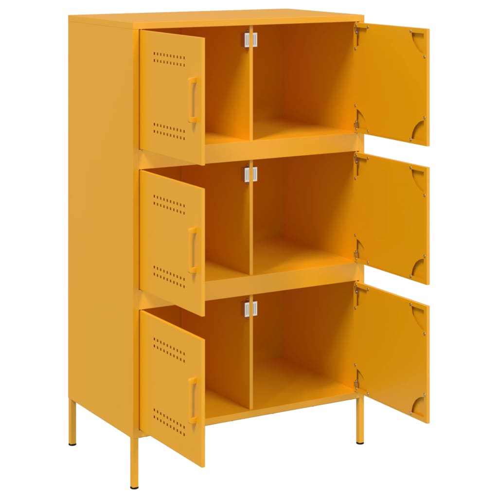 vidaXL Highboard Mustard Yellow 68x39x113 cm Steel