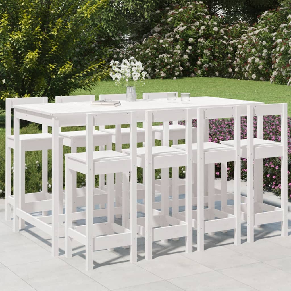 vidaXL 9 Piece Garden Bar Set White Solid Wood Pine