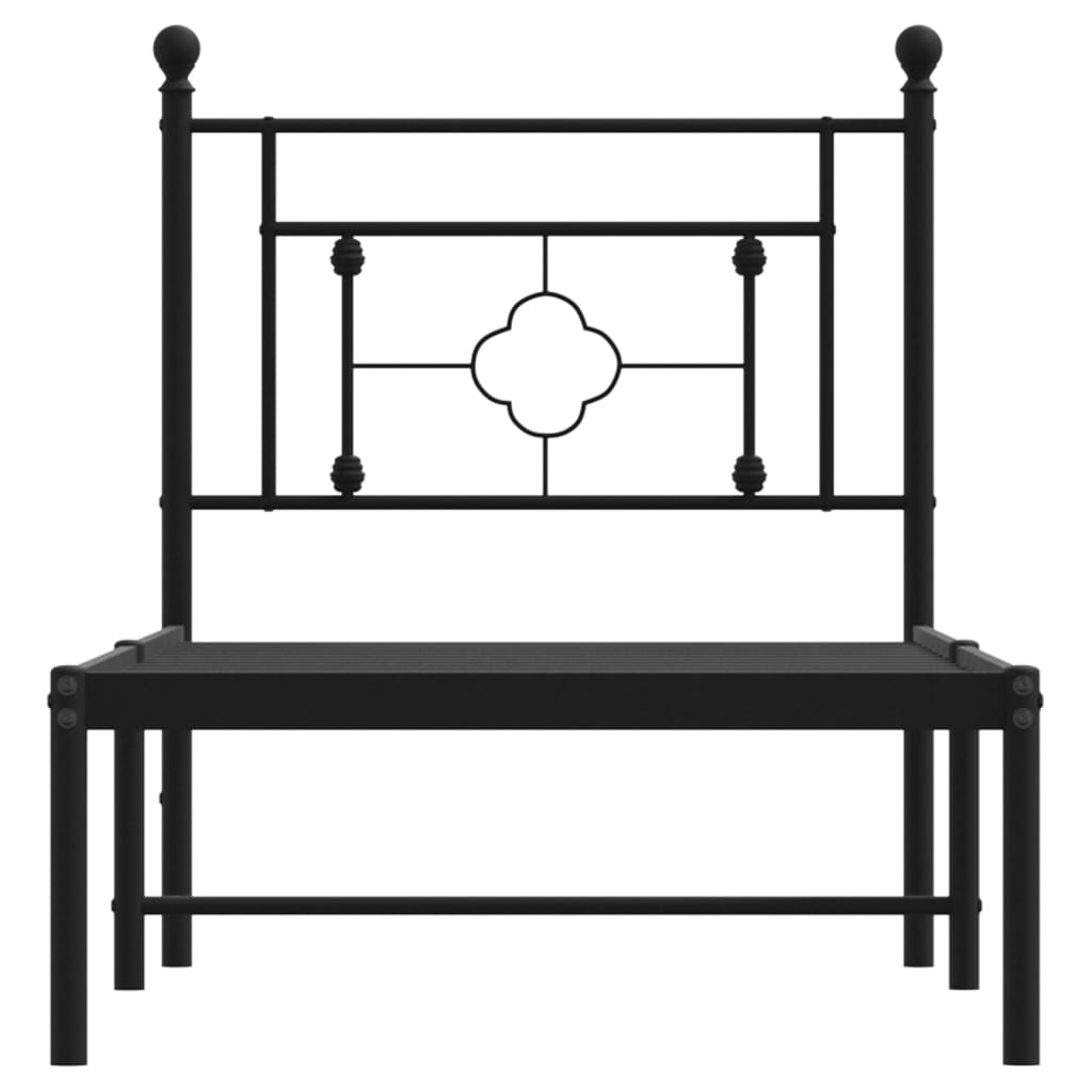 vidaXL Metal Bed Frame without Mattress with Headboard Black 80x200 cm