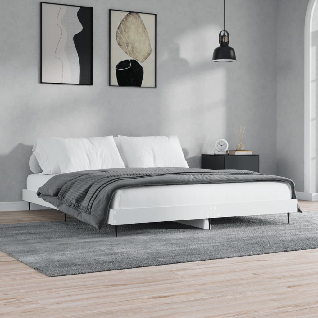 vidaXL Bed Frame without Mattress White 200x200 cm Engineered Wood