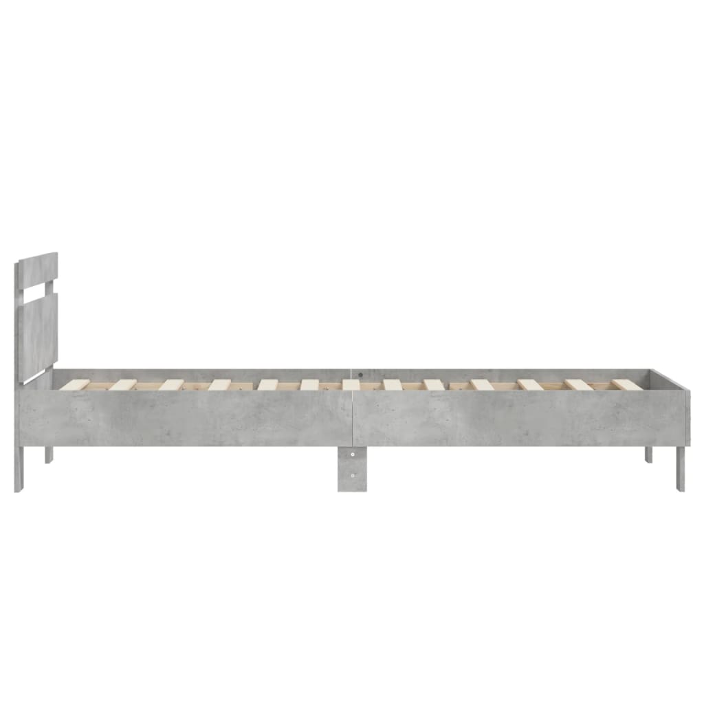 vidaXL Bed Frame without Mattress with Headboard Concrete Grey 90x190 cm Single